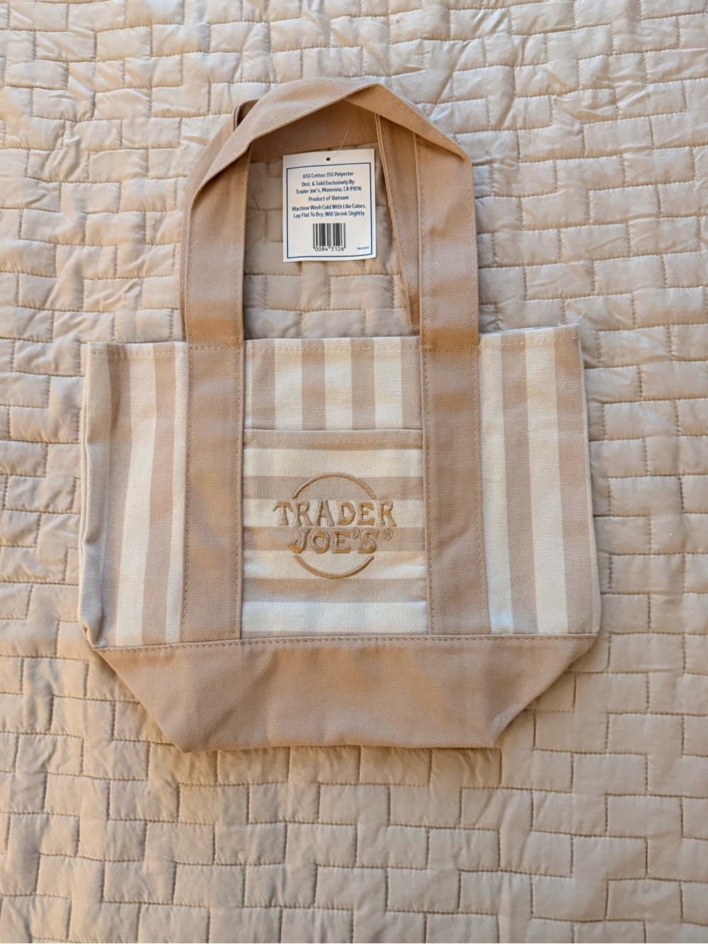 Trader Joe’s Mini Pastel Stripe Canvas Tote Bag Limited Edition Set Of 4 NEW - Picture 10 of 11